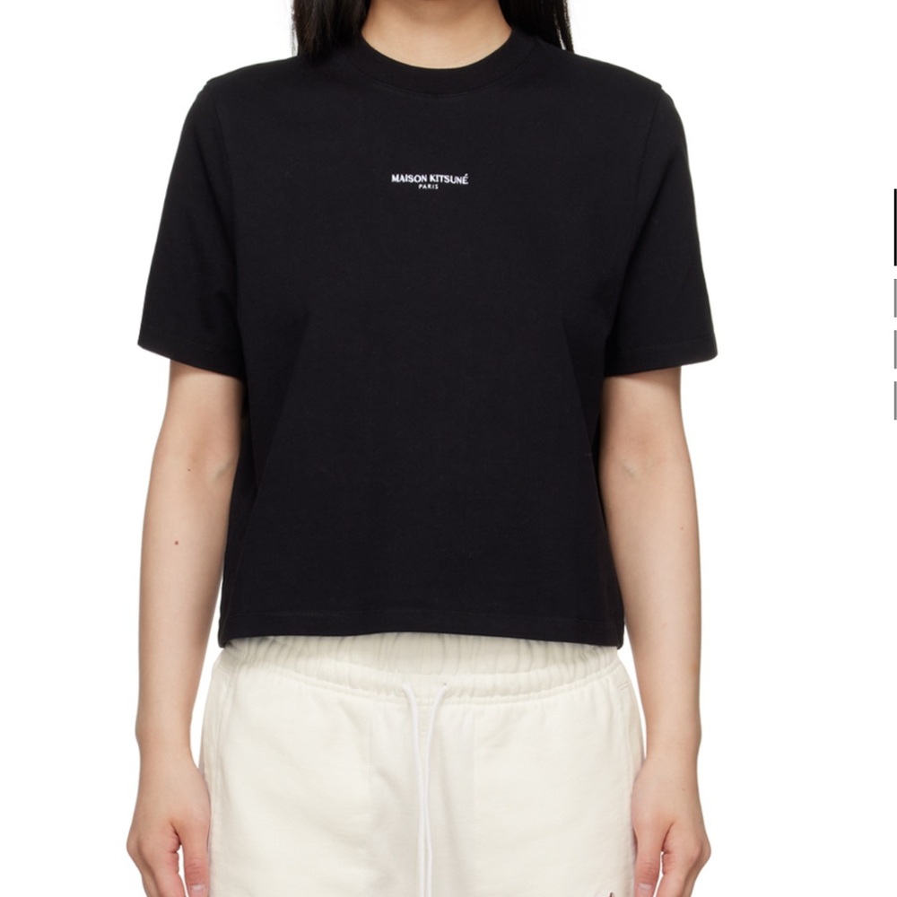MAISON KITSUNE Black embroidered T-shirt